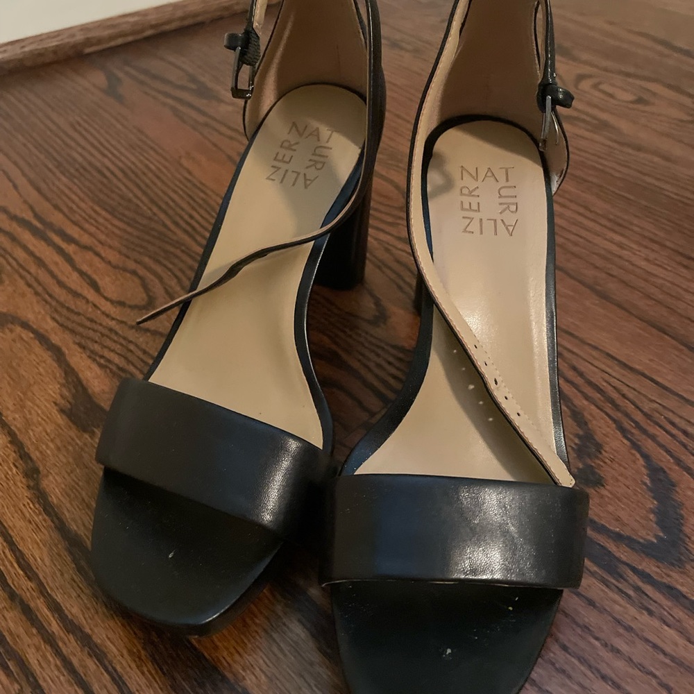 Naturalalizer black strappy wedge.